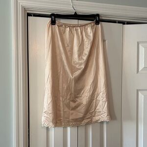Warner's Beige Satin Slip with Lace Detail